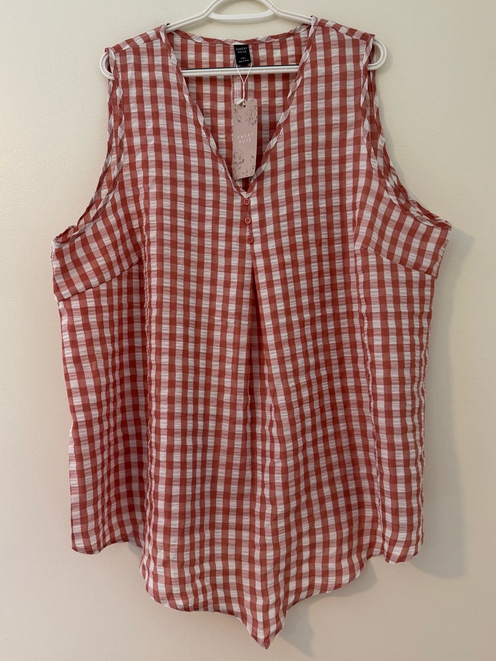 NWT Emery Rose Sleeveless Gingham Blouse Sz 4X